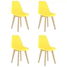 Dining Chairs 4 pcs Yellow Plastic