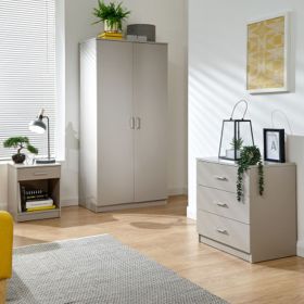 Wardrobe Set - PRADA 2 Door Bedroom Set 3 Piece Light Grey 79cm
