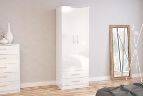Lynx 2 Door 2 Drawer Combi Wardrobe - White