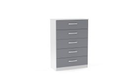 Lynx 5 Drawer Bedroom Chest - White and Grey