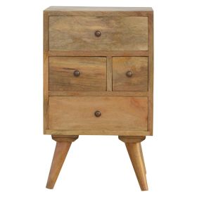 Bedside Table - NORDIC 4 Drawer Nightstand Natural Oak 37cm