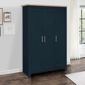 Wardrobe - HEINZ 3 Door Wardrobe Navy Blue 111.9cm