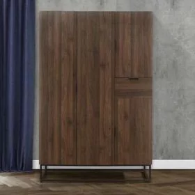 Wardrobe - HAWICK 4 Door Wardrobe Walnut 120cm
