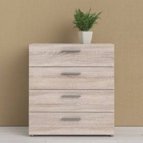 PEMBROKE III Oak Finish Chest of Drawers - Medium-sized, 4 Drawers