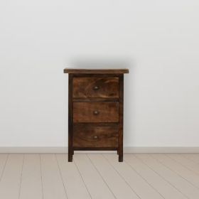 Bedside Table - YOSHI 3 Drawer Nightstand Chestnut 35cm