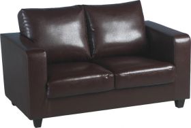Tempo Two Seater Sofa-in-a-Box - Brown Faux Leather