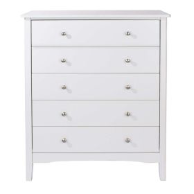 CHANDLER White Chest of Drawers - Medium-sized, 5 Drawers