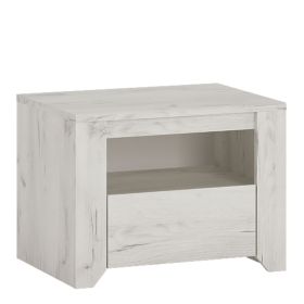 Bedside Table - ANGEL 1 Drawer Nightstand White and Oak 49.1cm