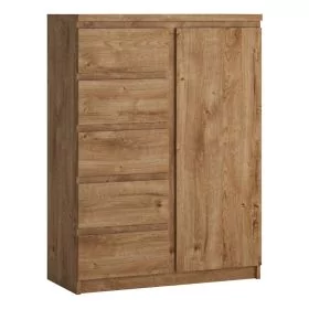 FABIA Oak Finish Chest of Drawers - Medium-sized, 5 Drawers
