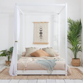 Solid Slatted Base Darwin White Four Poster Bed - Kingsize 5ft