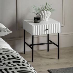 Bedside Table - HOCKLEY Nightstand White 40cm