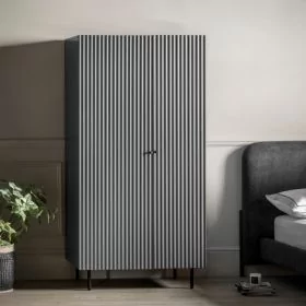 Wardrobe - BELGRADE 2 Door Wardrobe Grey 85cm