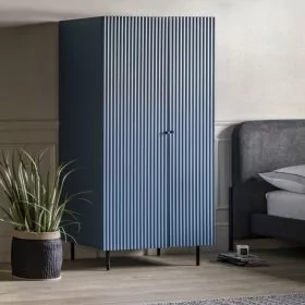 Wardrobe - BELGRADE 2 Door Wardrobe Blue 85cm