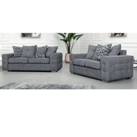 Martin Classic Design Fabric 2 Seater and 3 Seater Sofa Set - Grey