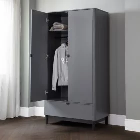 Wardrobe - CAMEO 2 Door Wardrobe Grey 95cm