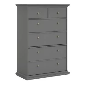 PORTHOPE Grey Chest of Drawers - Large-sized, 6 Drawers