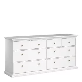 PORTHOPE White Chest of Drawers - Extra Large-sized, 8 Drawers