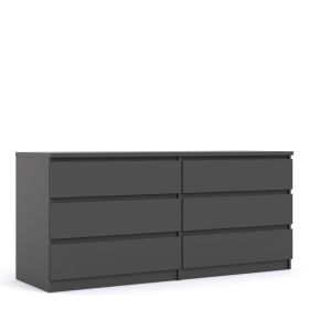 NANAIMO Black Chest of Drawers - Extra Large-sized, 6 Drawers