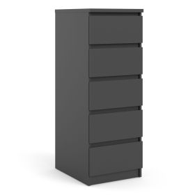 NANAIMO Black Chest of Drawers - Tallboy, Medium-sized, 5 Drawers