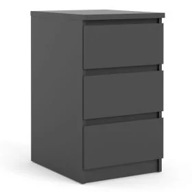 Bedside Table - NAIA 3 Drawer Nightstand Matt Black 40.2cm