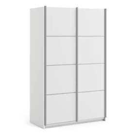 Sliding Wardrobe - VASTO 2 Door Wardrobe with 2 Shelves White 122.1cm