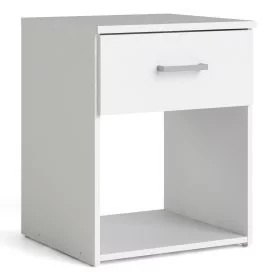 Bedside Table - SPACE 1 Drawer Nightstand White 37.6cm