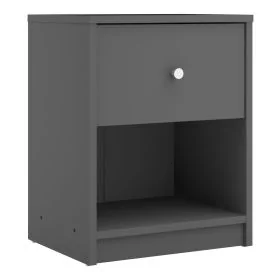 Bedside Table - MAY 1 Drawer Nightstand Grey 37.9cm