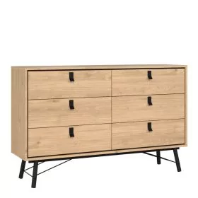 RYTON Oak Finish Chest of Drawers - Extra Large-sized, 6 Drawers, Double