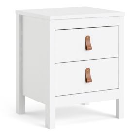 Bedside Table - BARCELONA 2 Drawer Nightstand White 43.6cm