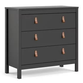 BURNLEY Black Chest of Drawers - Medium-sized, 3 Drawers
