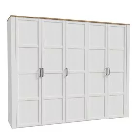 Wardrobe - BUENOS 5 Doors Wardrobe White and Oak 266cm