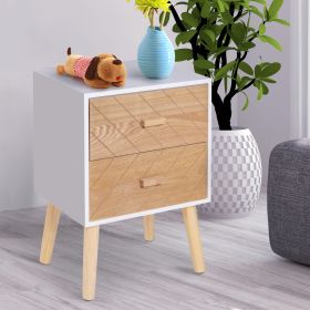 Bedside Table - BARRIE 2 Drawer Nightstand Natural 30cm