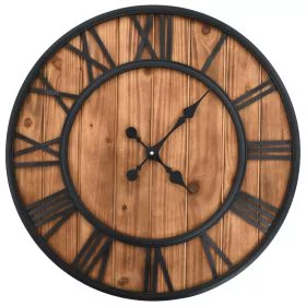 Vintage Wall Clock with Quartz Movement Wood and Metal 60cm XXL