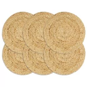 Placemats 6 pcs Plain Natural 38 cm Round Jute