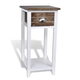 Bedside Table - Henriet Nightstand Brown and White 30cm