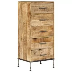 GREEK Oak Finish Chest of Drawers - Tallboy, Medium-sized, 5 Drawers