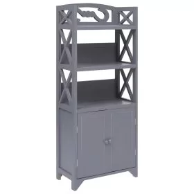 Bathroom Cabinet Grey 46x24x116 cm Paulownia Wood