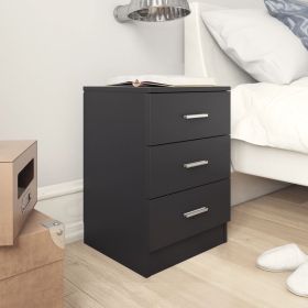 Bedside Table - HERON Nightstand Black 38cm