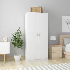 Wardrobe - VALLETTA 2 Door Wardrobe High Gloss White 80cm