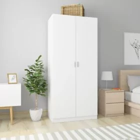 Wardrobe - ODENSE 2 Door Wardrobe White 90cm