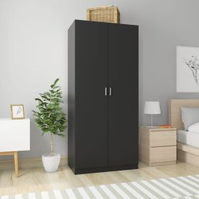 Wardrobe - ODENSE 2 Door Wardrobe Black 90cm