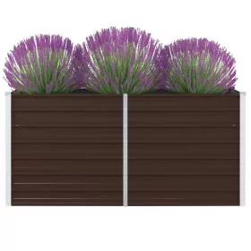 Raised Garden Bed 160x80x45 cm Galvanised Steel Brown