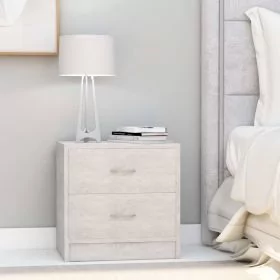 Bedside Table - DAWSON Kiora 2 Piece Nightstand Concrete Grey 40cm