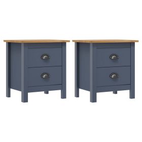 Bedside Table - DRAKE 2 Piece Nightstand Grey 46cm