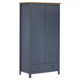 Wardrobe - PETRA 2 Door Wardrobe Grey and Honey Brown 89cm