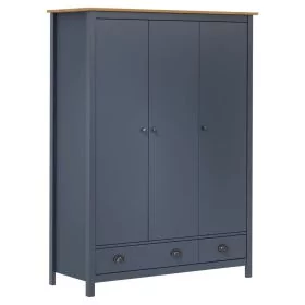 Wardrobe - PETRA 3 Door Wardrobe Grey and Honey Brown 127cm