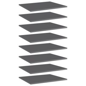 Bookshelf Boards 8 pcs High Gloss Grey 60x50x1.5 cm Engineered Wood