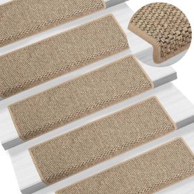 Stair Mats Self-adhesive Sisal-Look 15 Pcs 65x21x4cm Dark Beige