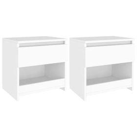 Bedside Table - EMPOLI 2 Piece Nightstand White 40cm