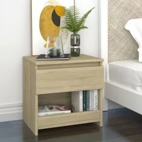 Bedside Table - EMPOLI 2 Piece Nightstand Sonoma Oak 40cm